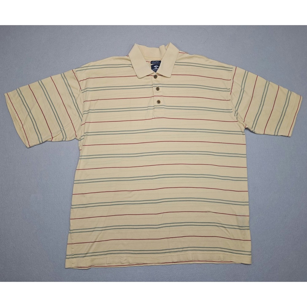 Pebble Beach Polo Shirt Performance Yellow Striped Short Sleeve‎ Golf Men's M